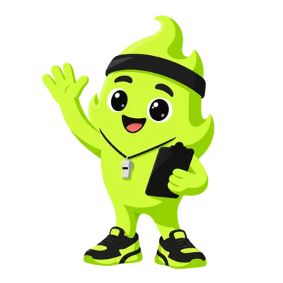Chispa, la mascota de myfitworld, saludando